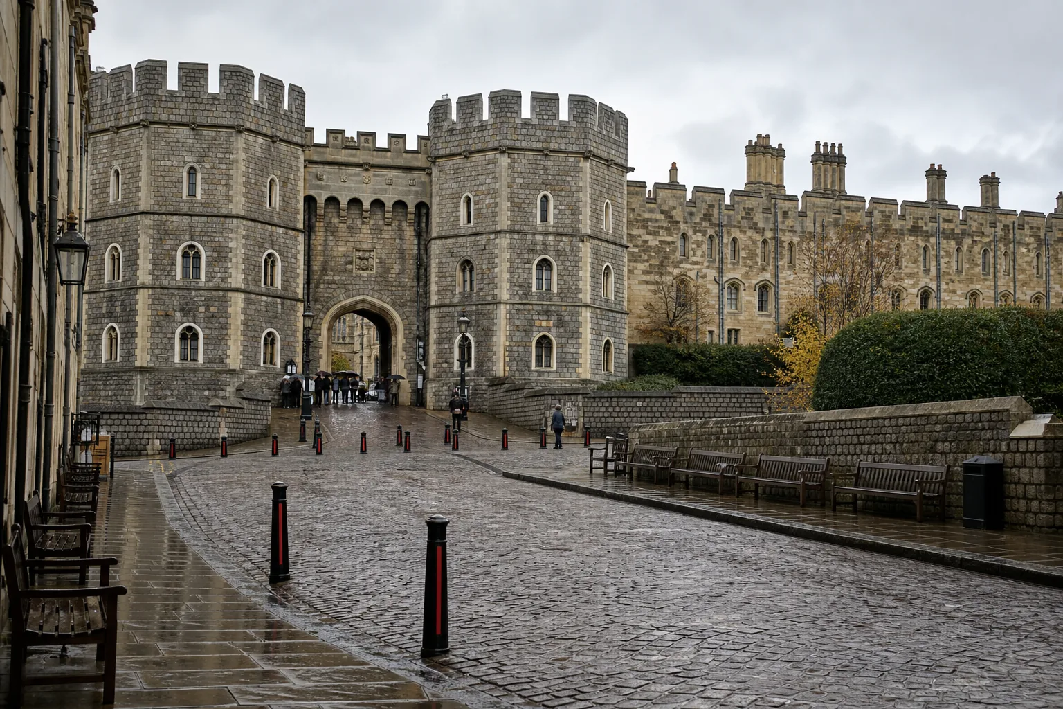 A Windsor Castle gate in Berkshire light